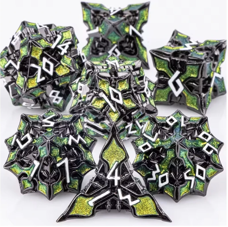 7 قطعة DND مجموعة نرد معدنية MTR نرد متعدد السطوح للزنزانات والتنينات لعب الأدوار ألعاب D & D مجموعة نرد Dnd الهدايا