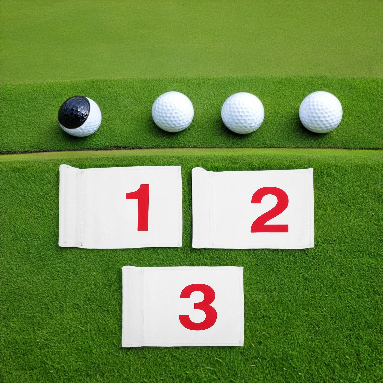 

3Pcs Mini Golf Flags Nylon 8.65x6.29 Inch Numbered Golf Hole Flags Weather Resistant Portable Yard Practice Putting Green