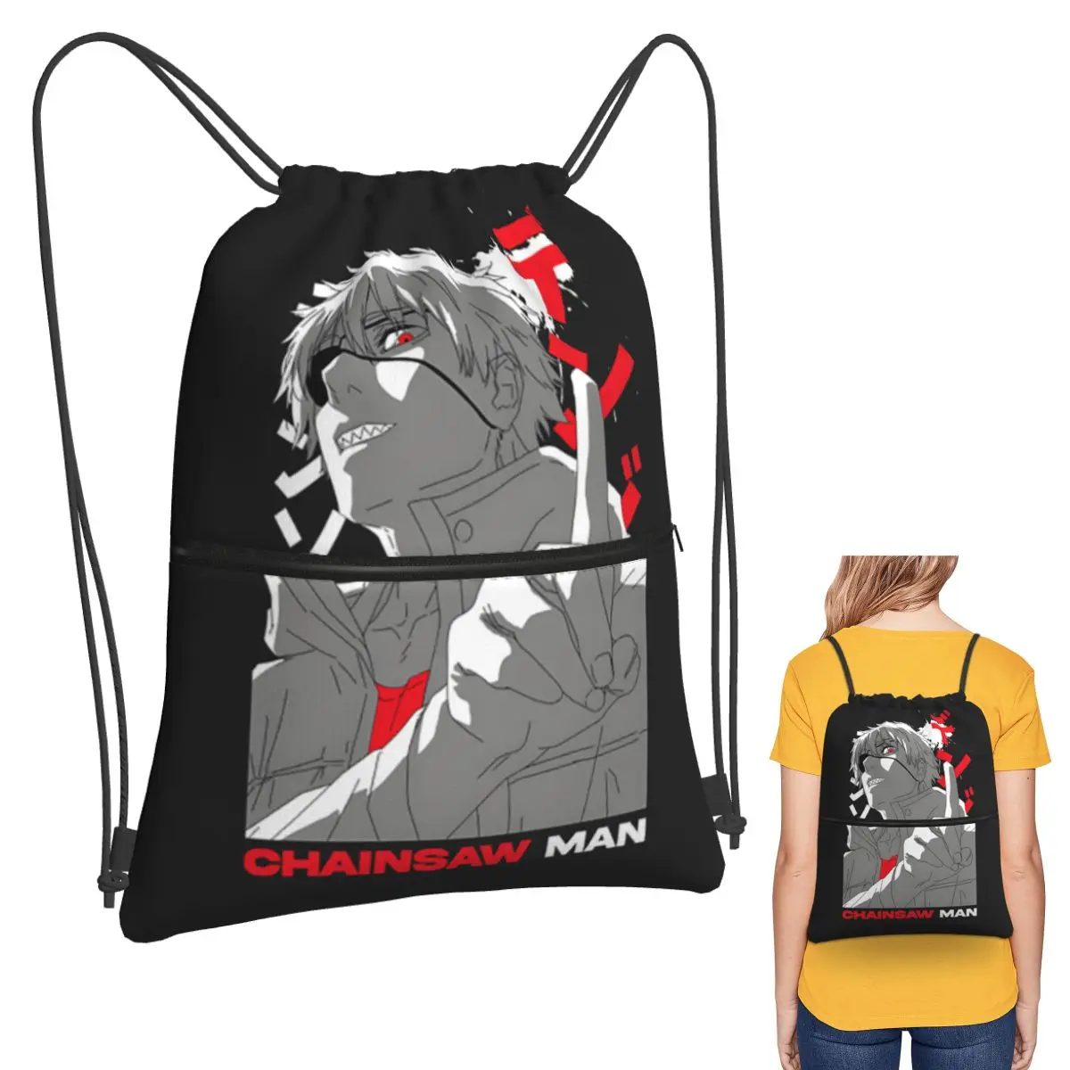 Anime Chainsaw Man Devil Backpacks Fashion Drawstring Bags Storage Bag Book Bags for Man Woman School
