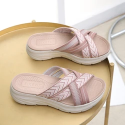 2024 Summer New Women's Sandals Lightweight Fashion Casual Sports Style Comfortable Rubber Band 5CM Thick Sole Sandals 580-4