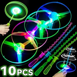 LED Luminous Bamboo Dragonfly Flying Saucers with Light Outdoor Night Shooting Helicopters Flying Toys Kids Birthday Party Props