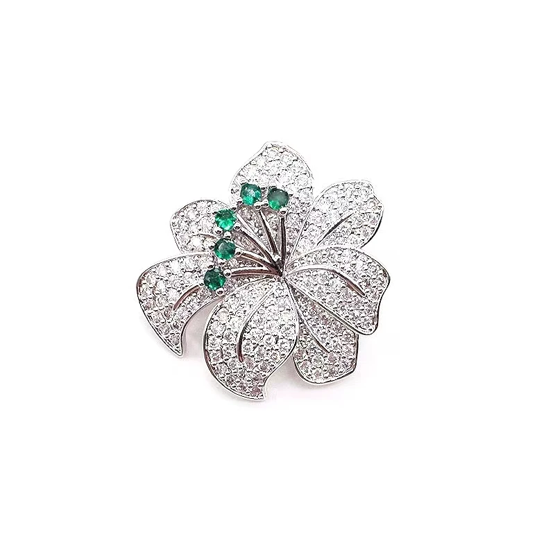 2pcs Cubic Zircon Micro Pave Flower Fixed Interlayer Clasp Clip Double Connector DIY Jewelry Findings