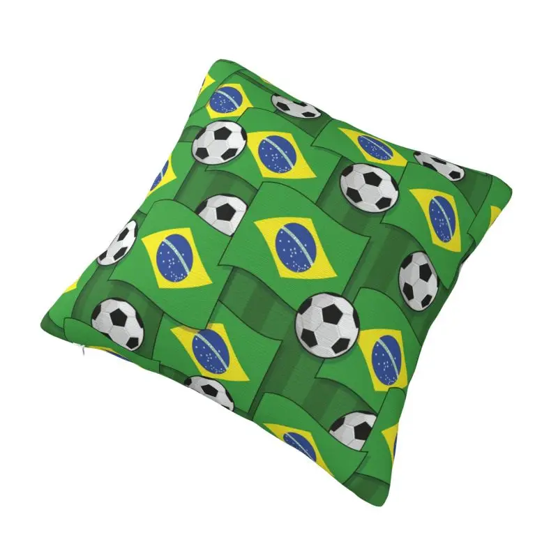 Custom Brazil Football Pattern Pillow Case Sports Lover Soccer Balls Nordic Cushion Cover Square Pillowcase