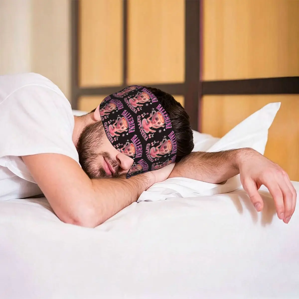 Cappuccino Ballerina Italian Brainrot sleep mask Portable Eye Cover for Girls Boys Home Sleeping Party Gift Eyeshade eyepatch
