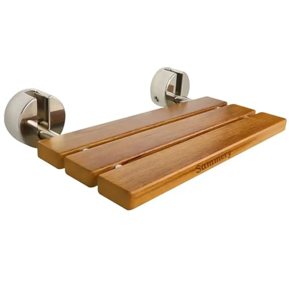 Foldable Teak Shower Seat Wall Mounting Water-resistant Durable & Safe Perfect Home Care Hospitals Saunas Easy Installation