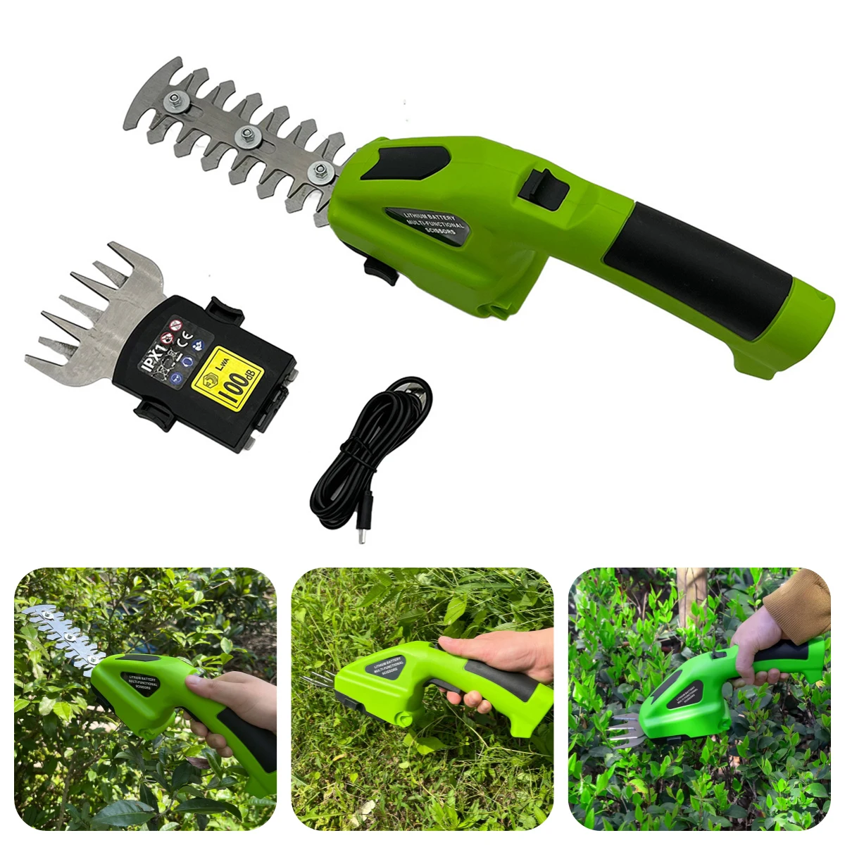 1 Set 2-in-1 Greening Pruning Electric Hedge Shears Weeder Cordless 7.2V DC Rechargeable Garden Orchard Handheld Trimmer 2000mAh