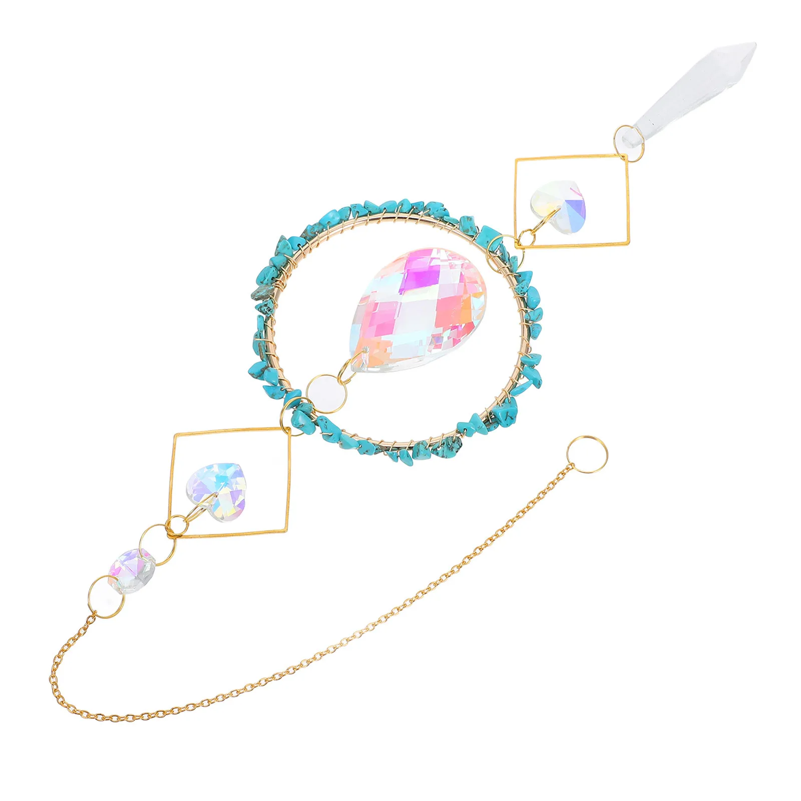 

Crystal Suncatcher Copper Pendant Hanging Decoration for Window Garden Prism Ornaments Light Catchers Indoor Outdoor