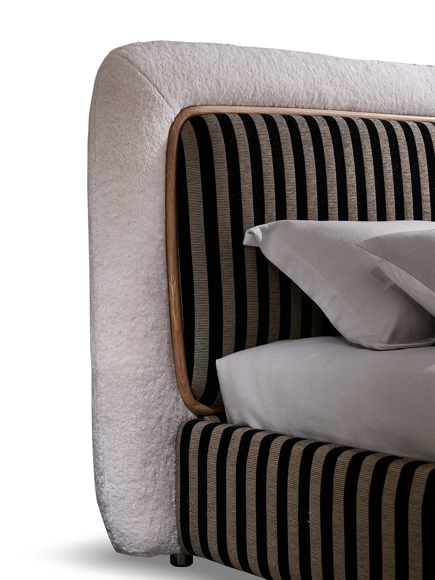 Light luxury striped fabric soft rely on double wedding bed master bedroom modern simple furniture
