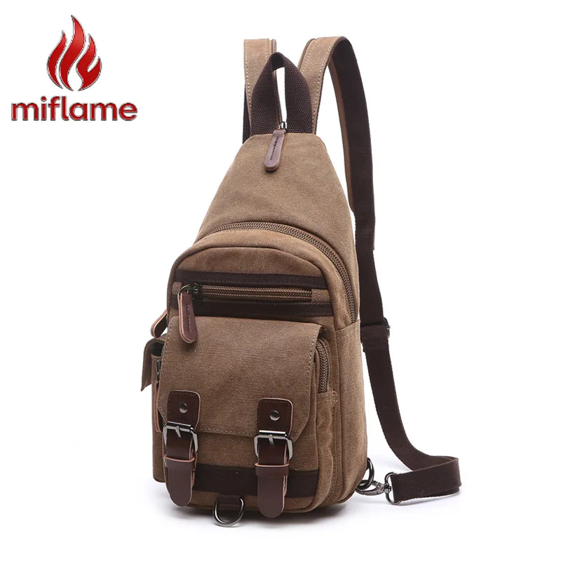 Fashion Casual Canvas Chest Bag Backpack Men Women Trendy Outdoor Travel Lightweight Crossbody Shoulder Pack