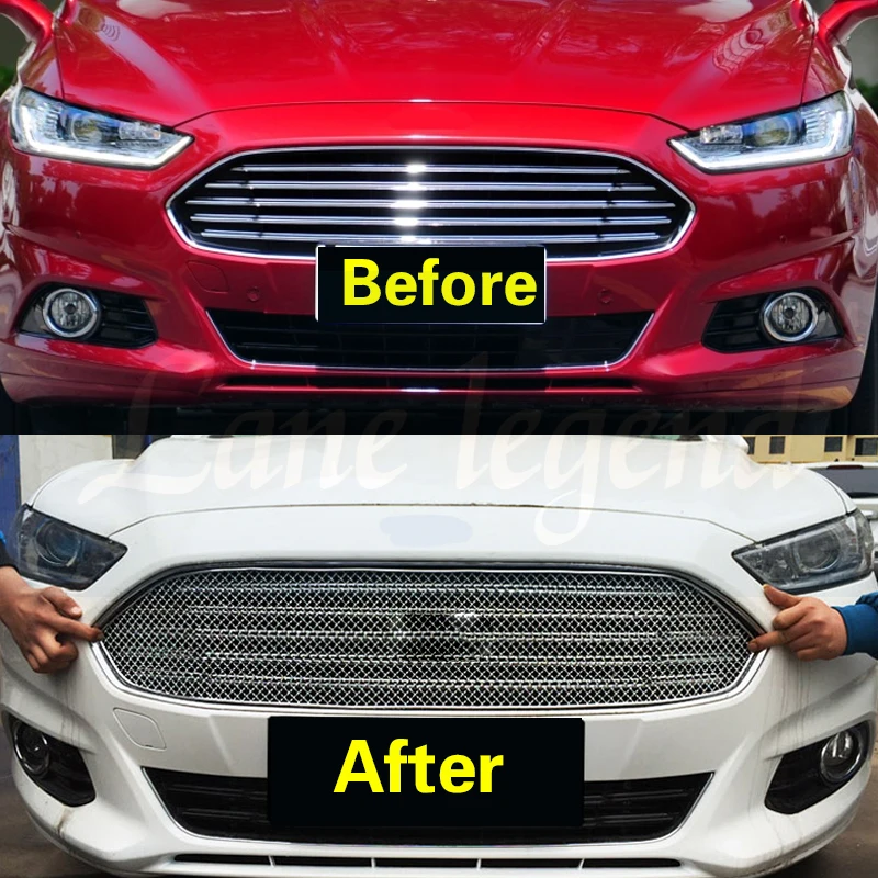 For Ford Fusion Mondeo 2013-2016 Honeycomb Mesh Grille Car Styling Black Silver Front Bumper Racing Grille Fit Racing Grills