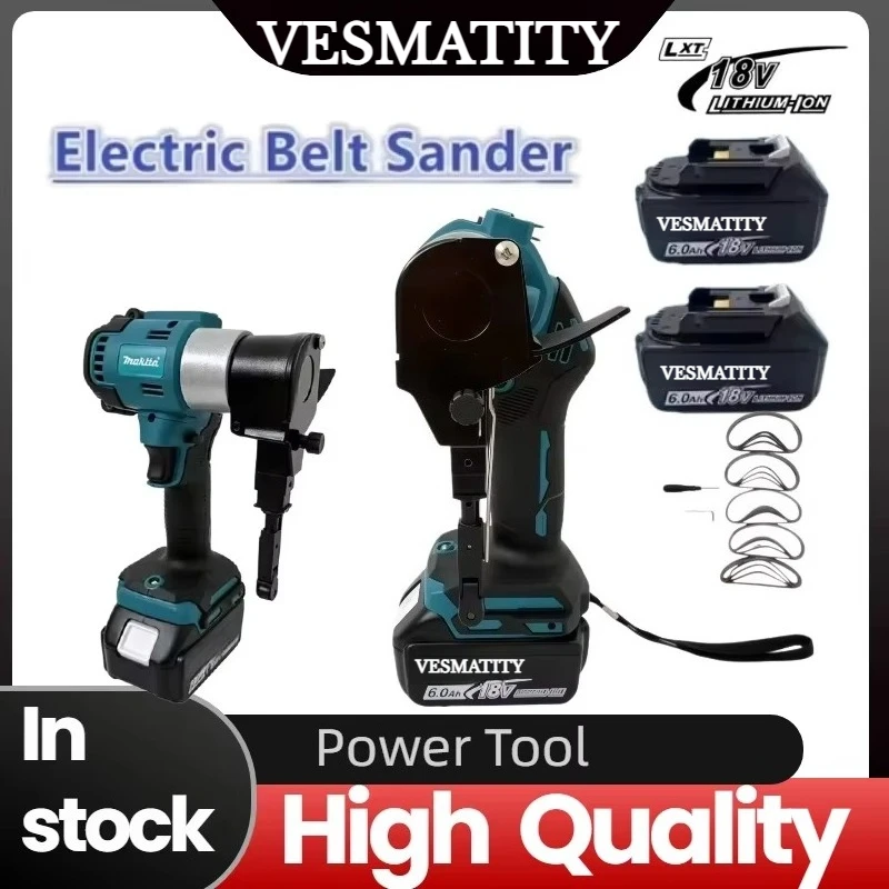 Belt Sander Portable Straight Sanding Machine Multifunctional Metal Wood Polishing Derusting PowerTool for 18V-20V battery.