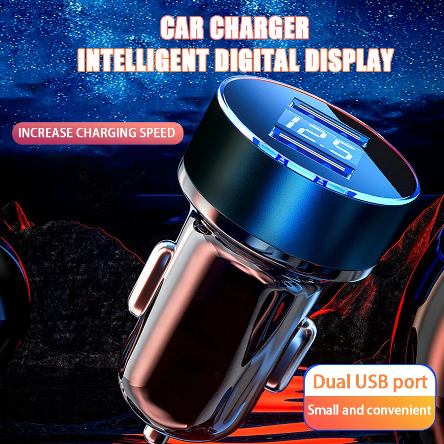 240W Car Charger Dual USB Ports 120W Super Fast Charging with Digital Display Quick Charging Adapter for IPhone Samsung Xiaomi