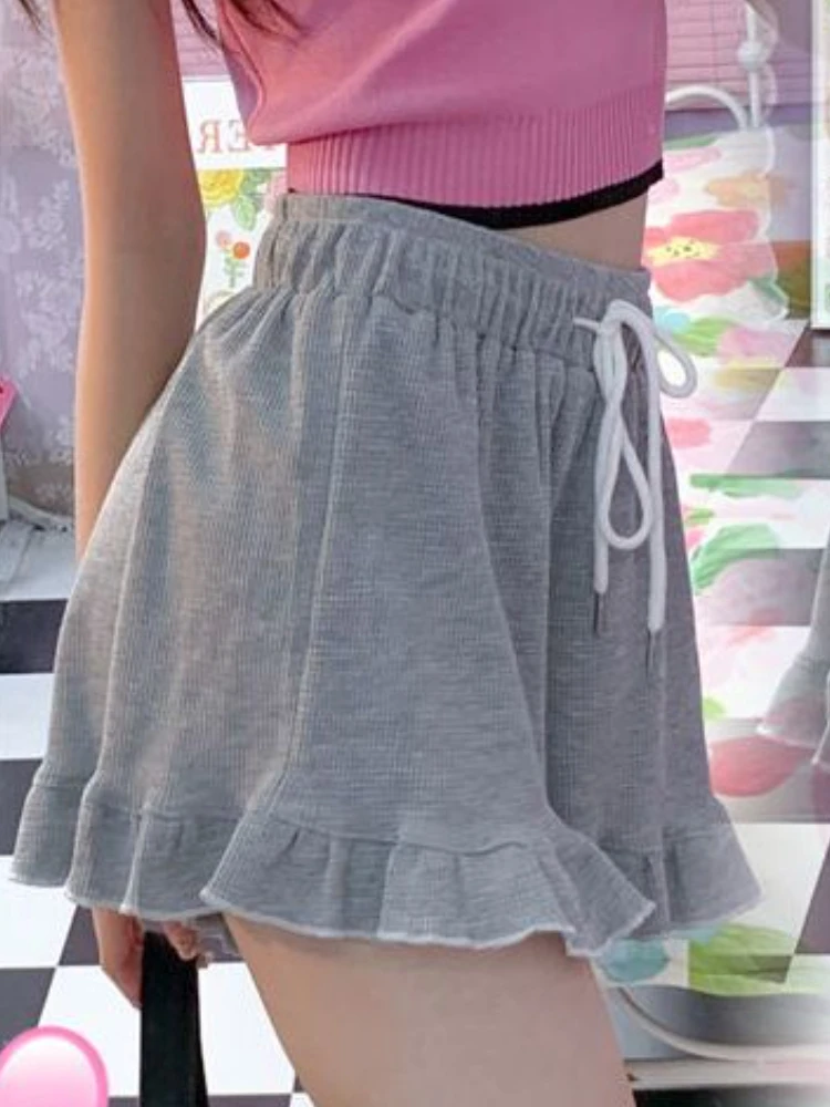 Shorts Women Sporty Summer Japan Style Lovely Students Casual Loose Simple Ruffles All-match High Waist Fashion Solid New Design