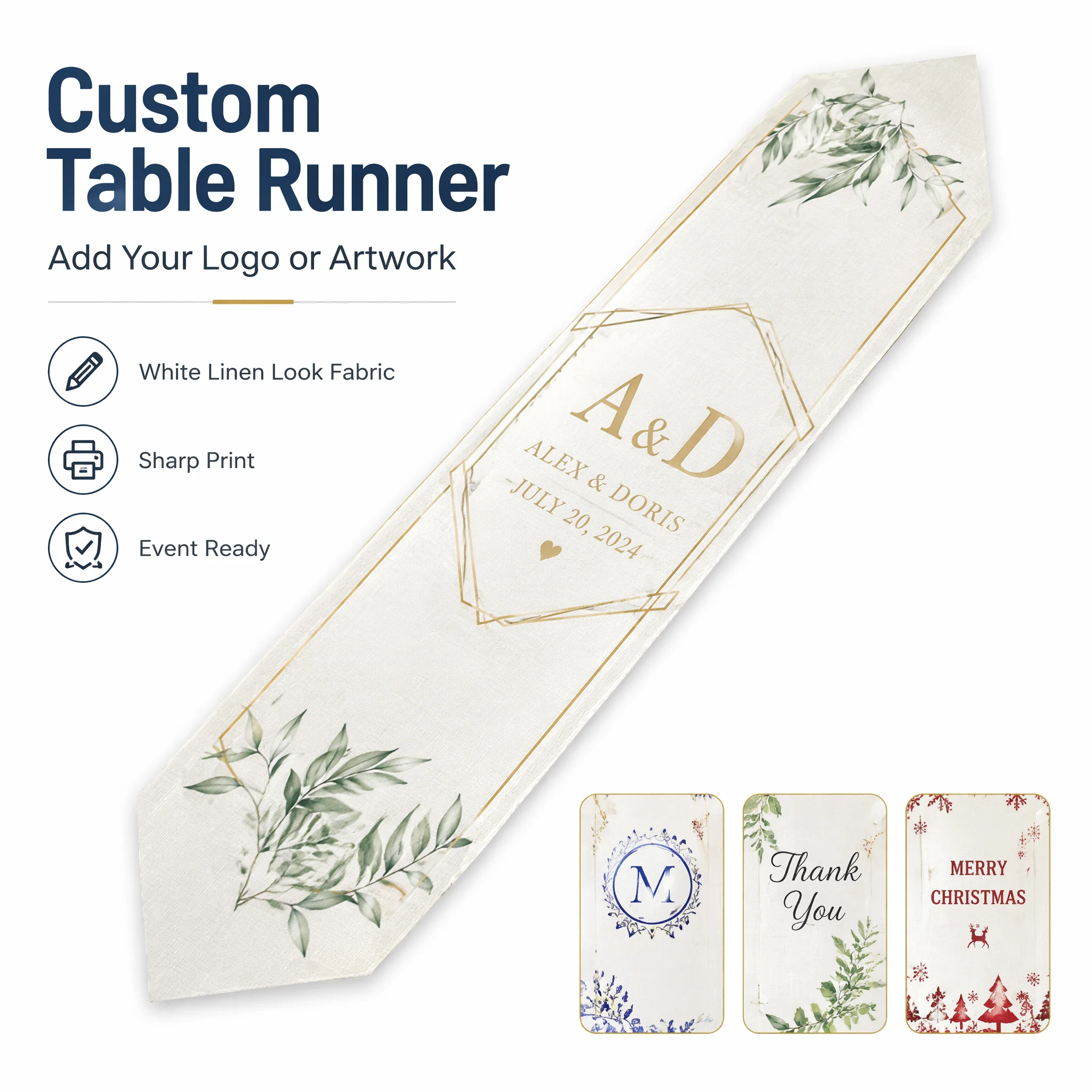 Custom Table Runner Personalized Table Runner with Name Logo Text Wedding Party Decoration Dining Table Decor