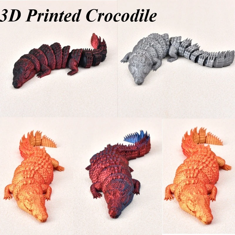 Jouets imprimés en 3D, figurines d'animaux Crocodile, modèle multi-articulaires, ornement mobile, décoratif de bureau, créativité, nouveauté, cadeaux pour enfants