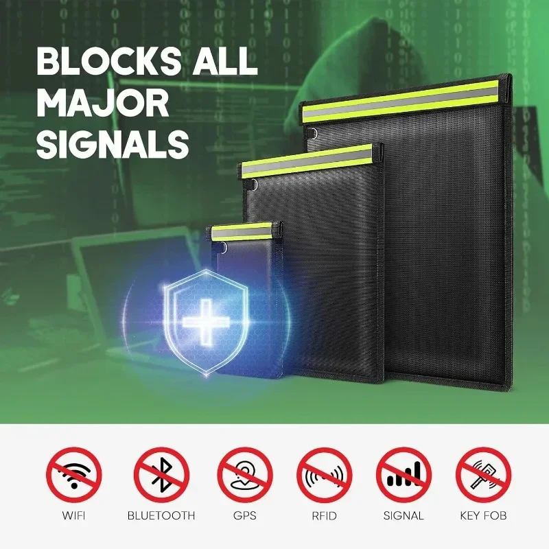 3 Pcs Signal Blocking Bag Mobile Phone Anti-radiation Signal Shielding Faraday Bag Cage Pouch Car Key Radiation Protection