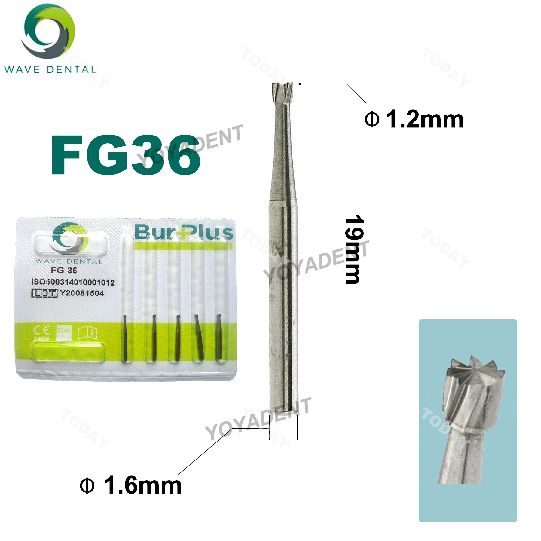 PRIMA WAVE Dental Burs Wolframkarbid Bohrer Invertiert Kegel Kopf Für Hochgeschwindigkeitshandstück FG 34/35/36 5 Teile/paket