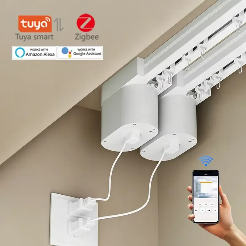 3M Smart Electric Curtain Track Dual Rail System with Mini Motor for Hotel Home Automation Silent Operation Modern Design
