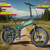 VITILAN i7 Pro 3.0 Electric Bike 750W Motor 48V20AH Battery Full Suspension Fold Electric Bicycle 20 Inch All Terrain FAT TIRE