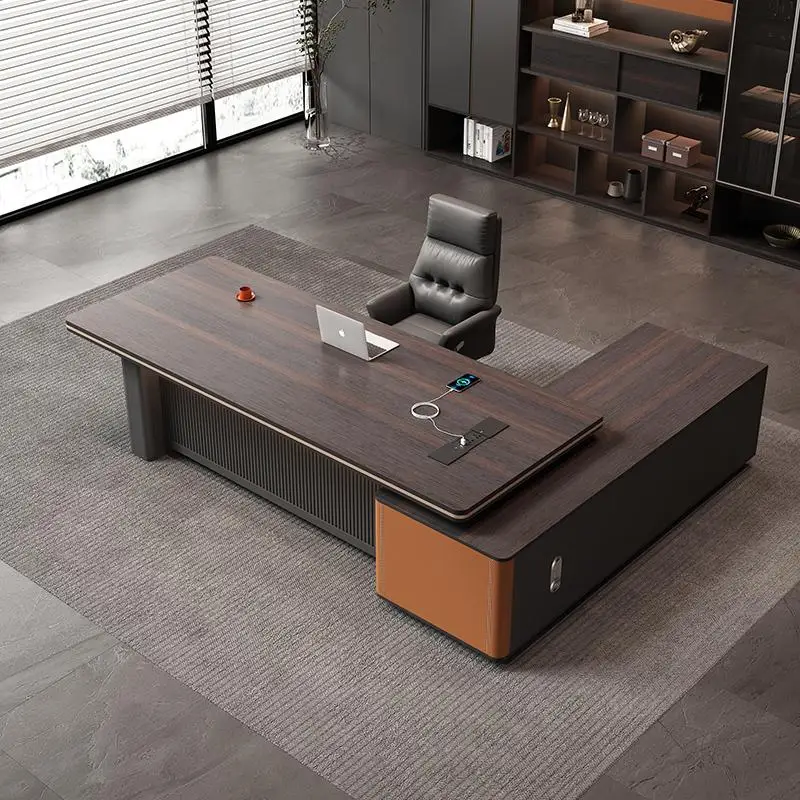 

Luxury Executive Desk Set: Minimalist Desk & Ergonomic Manager Chair for a Productive and Comfortable Modern Office