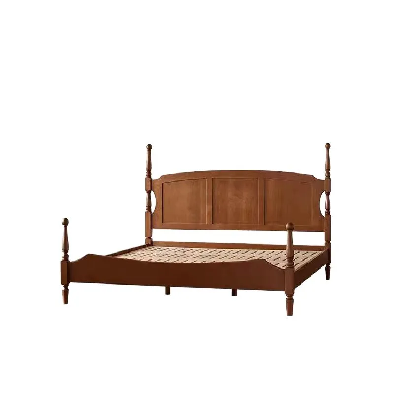 

Modern minimalist cherry wood retro color four-poster bed pure solid wood master bedroom double bed 1.8 meters large bed