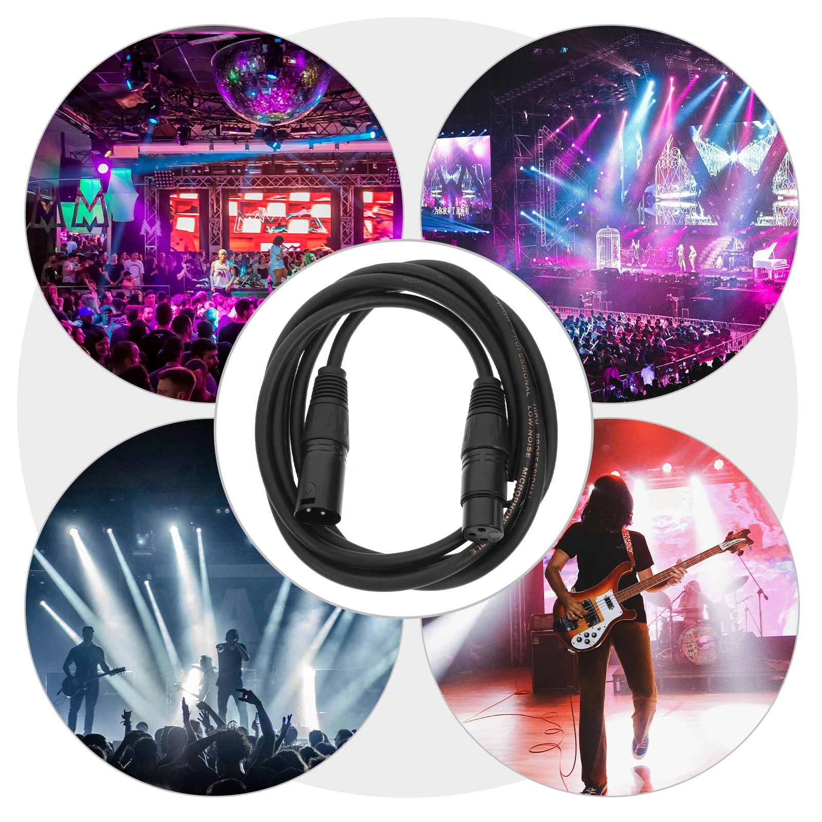 

10pcs 2M 3-Pin Dmx Cable For Stage Lighting Par Moving Head Dj Equipment Black Waterproof Audio Line Xlr Connector Braided