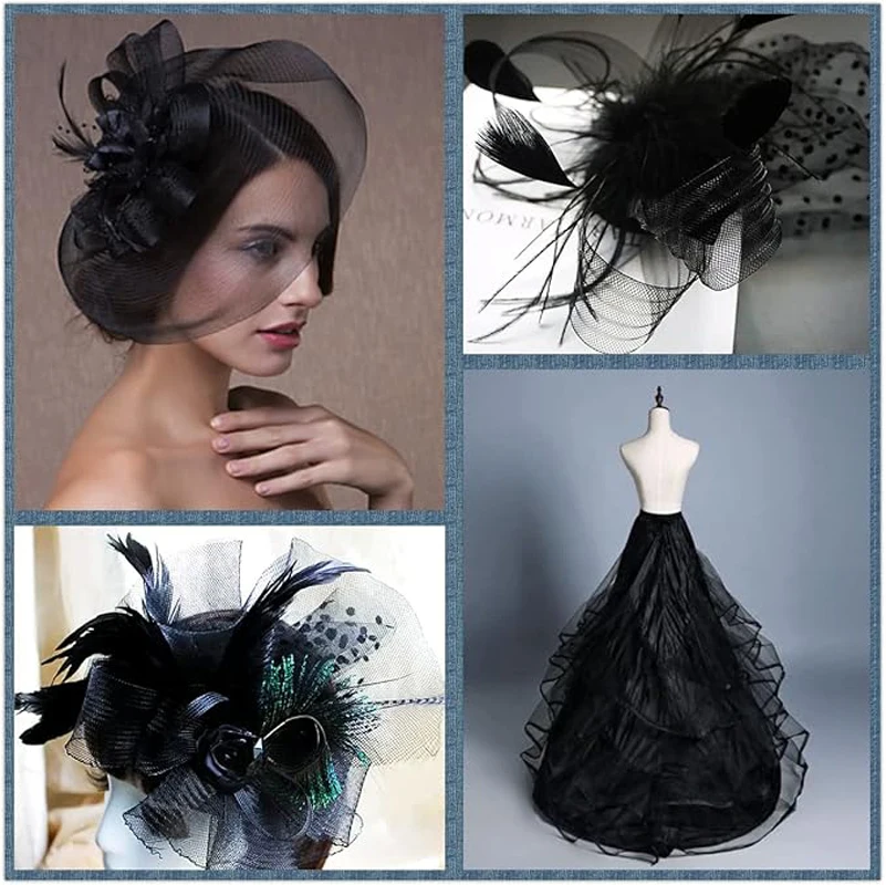 Soft Elastic Polyester Mesh Tape Smooth Flat Crinoline Fabric For Fascinator Hats Wedding Skirt DIY Sewing Accessories view 6