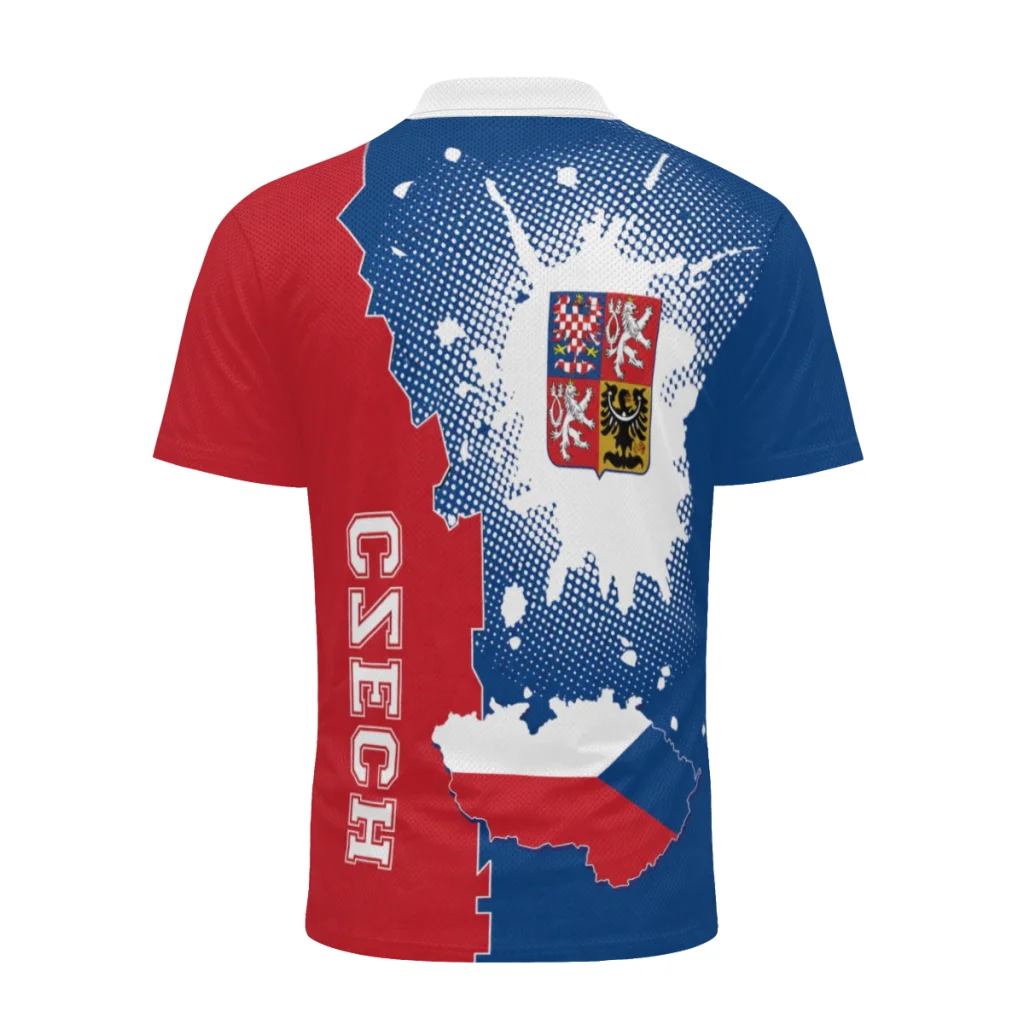 2026 Czech Republic Flag Retro V NECK Summer Short Sleeve T-Shirt Men Women Shirts Breathable Sports Tees view 2