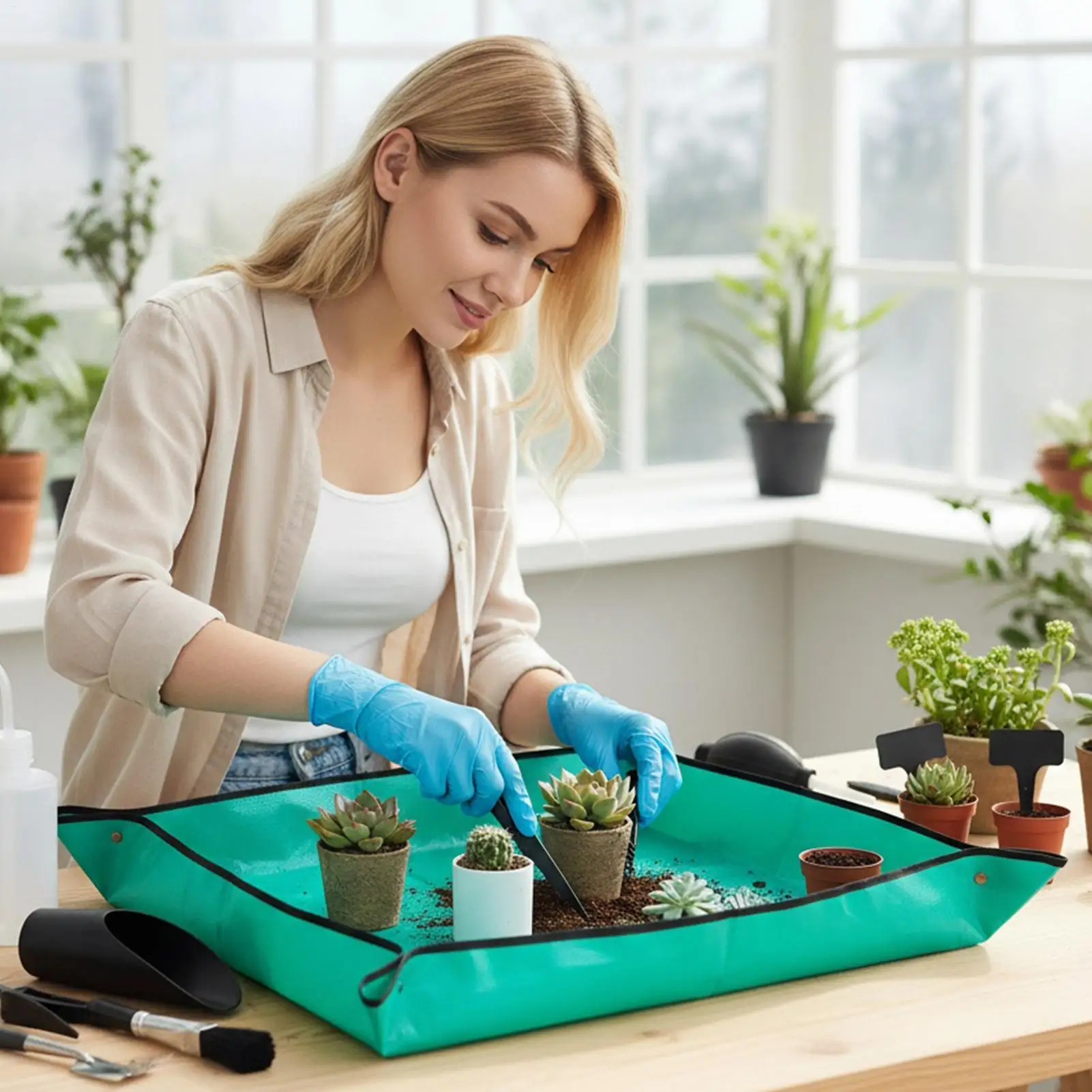 Garden Tool Mini Gardening Equipment With Mat Garden Tools Set For Plant Repotting Mixing Watering Family Friends Women Men