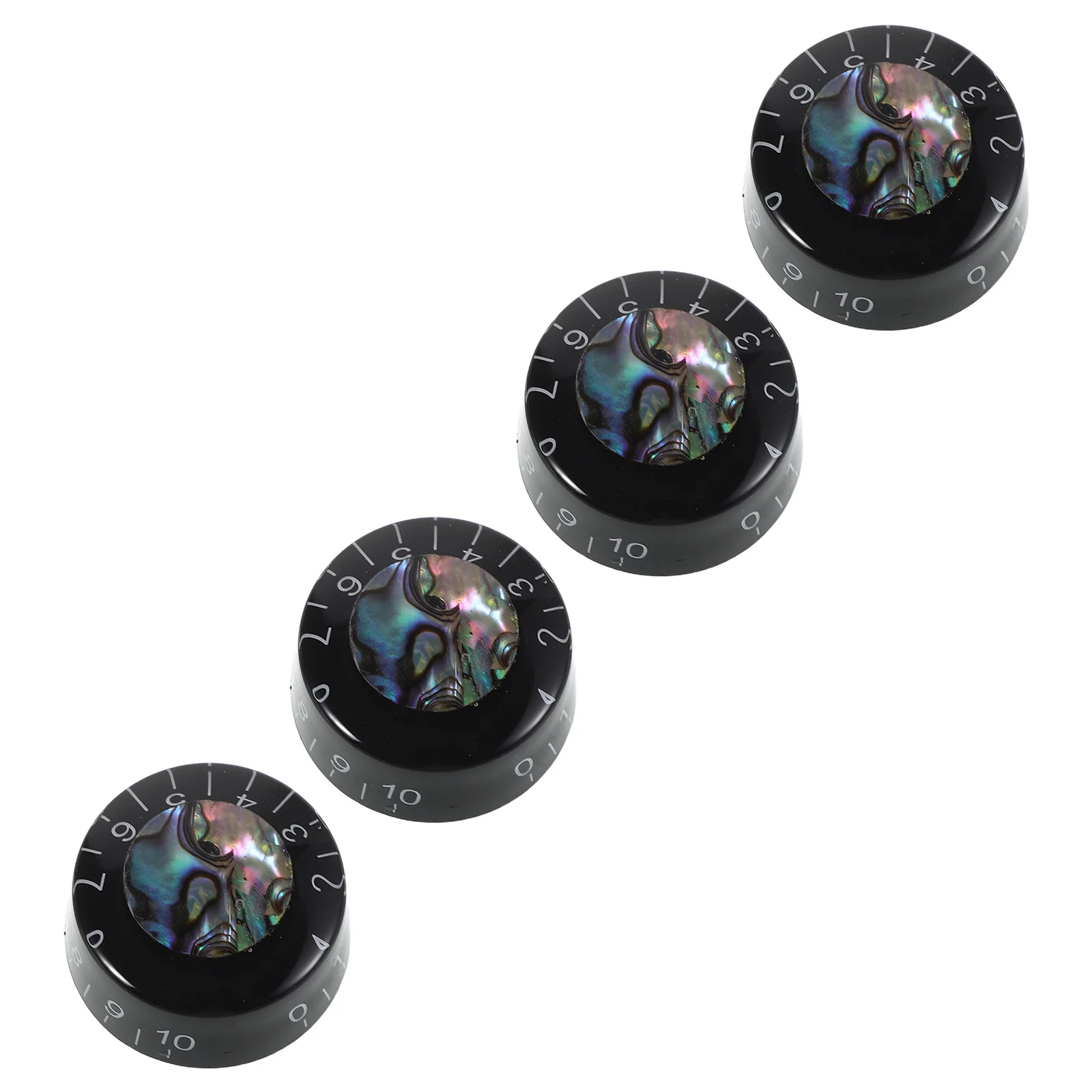 

4Pcs Rubber Volume Control Knob Caps Black Round Abalone Top Replacement for Electric Guitar Amplifier Audio Equipment Tone