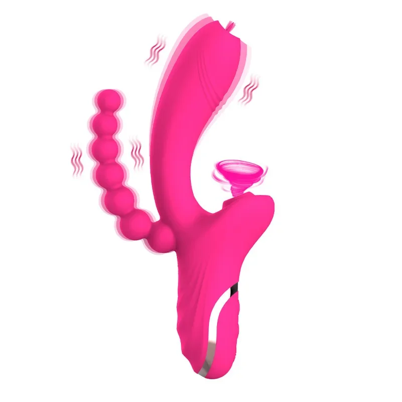 3 In 1 Clit Sucker Dildo Vibrator Women G-Spot Vibrating Anal Bead Clitoris Stimulator Wearable Panties Sex Toys