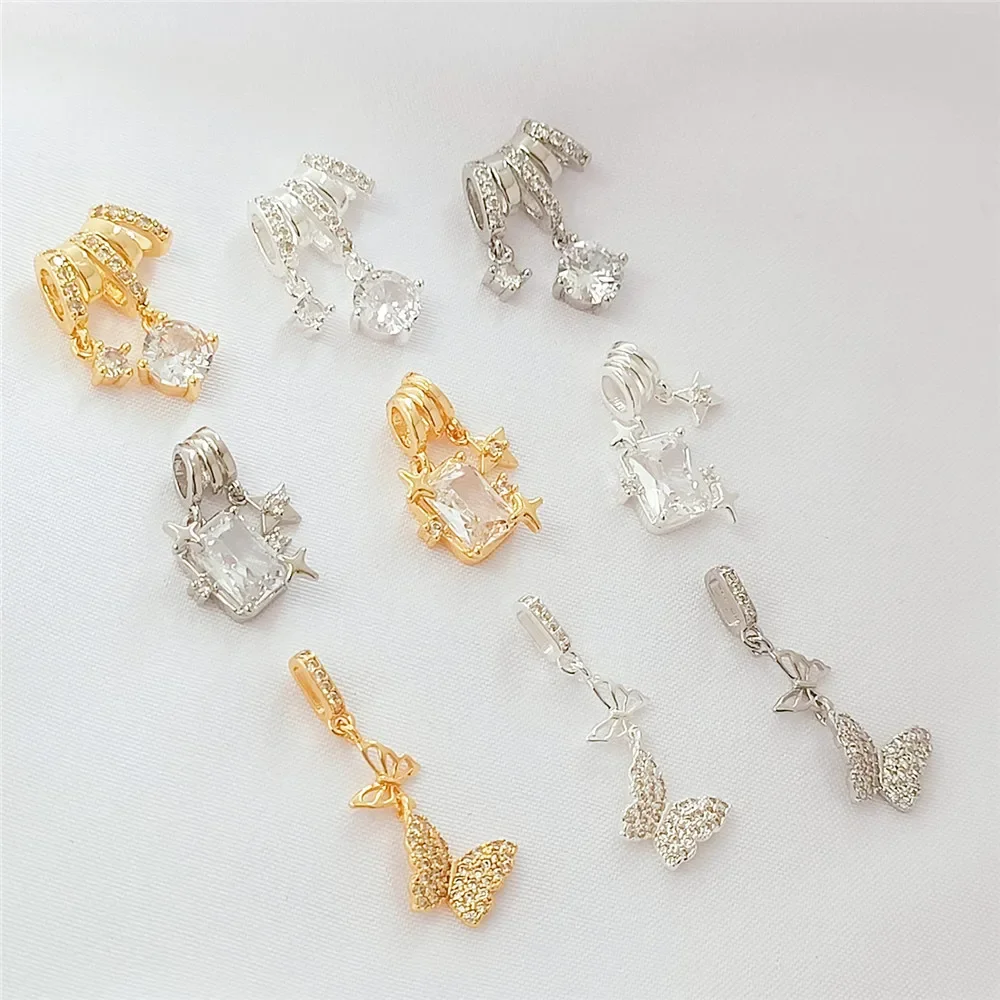 

14K Gold-plated Thick Silver with Zirconium Butterfly Tassels, Twin Star Pendant, Handcrafted Diy Bracelet Accessory