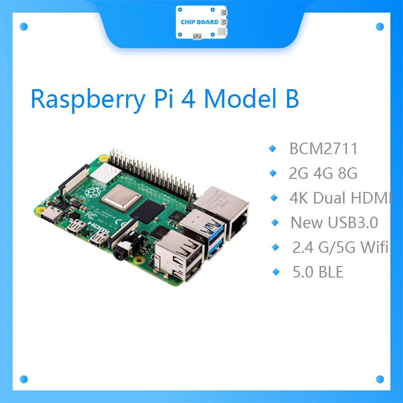 Official Original Raspberry Pi 4 Model B Dev Board Kit RAM 2G 4G 8G 4 Core CPU 1.5Ghz 3 Speeder Than Pi 3B+