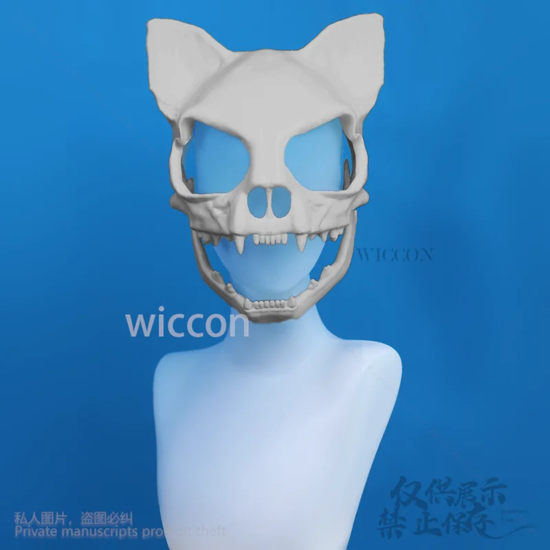 Cat Skull Kigurumi Props 3D หัวพิมพ์ Fursuit คอสเพลย์ชุดหูฟังสัตว์ Furry คอสเพลย์สําหรับงานปาร์ตี้คริสต์มาสฮาโลวีนที่กําหนดเอง