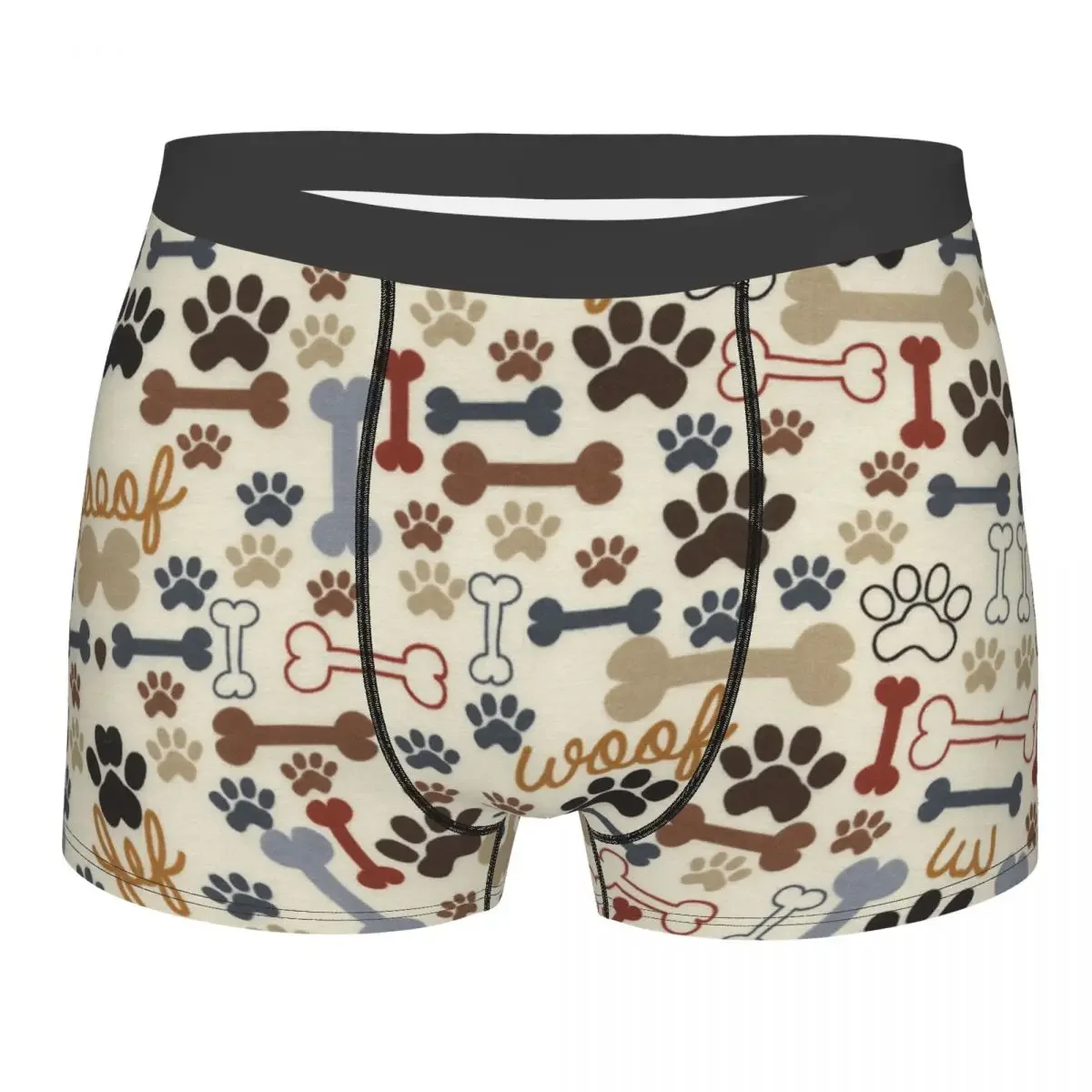 Custom Cool Dogs Paws And Bones Paw Print Boxers Shorts Panties Underpants Breathable Cute Pet Animal Footprint Briefs Underwear