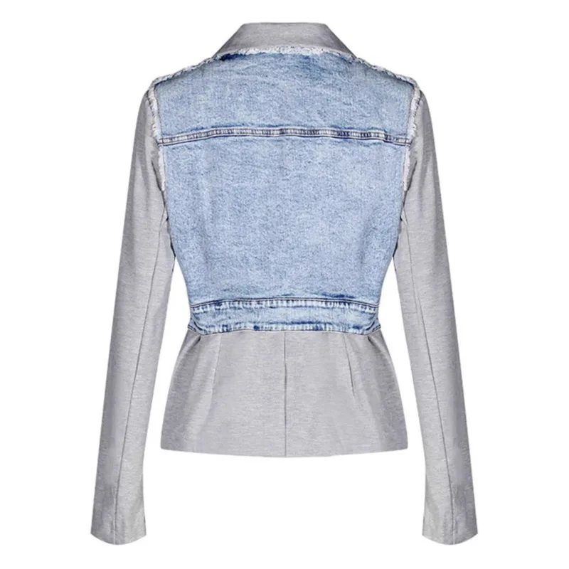 Anjy outono inverno novas mulheres high-end denim retalhos tendência blazer moda design exclusivo fino ajuste versátil jaqueta casual a13838