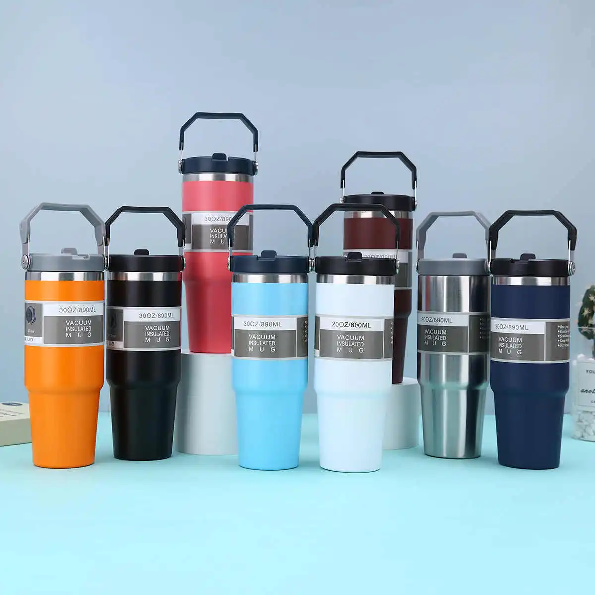 600ML/890ML Stainless Steel Thermal Coffee Mug Outdoor Sports Water Bottle Car Insulated Cup Keeps Cold and Heat Thermal Mug