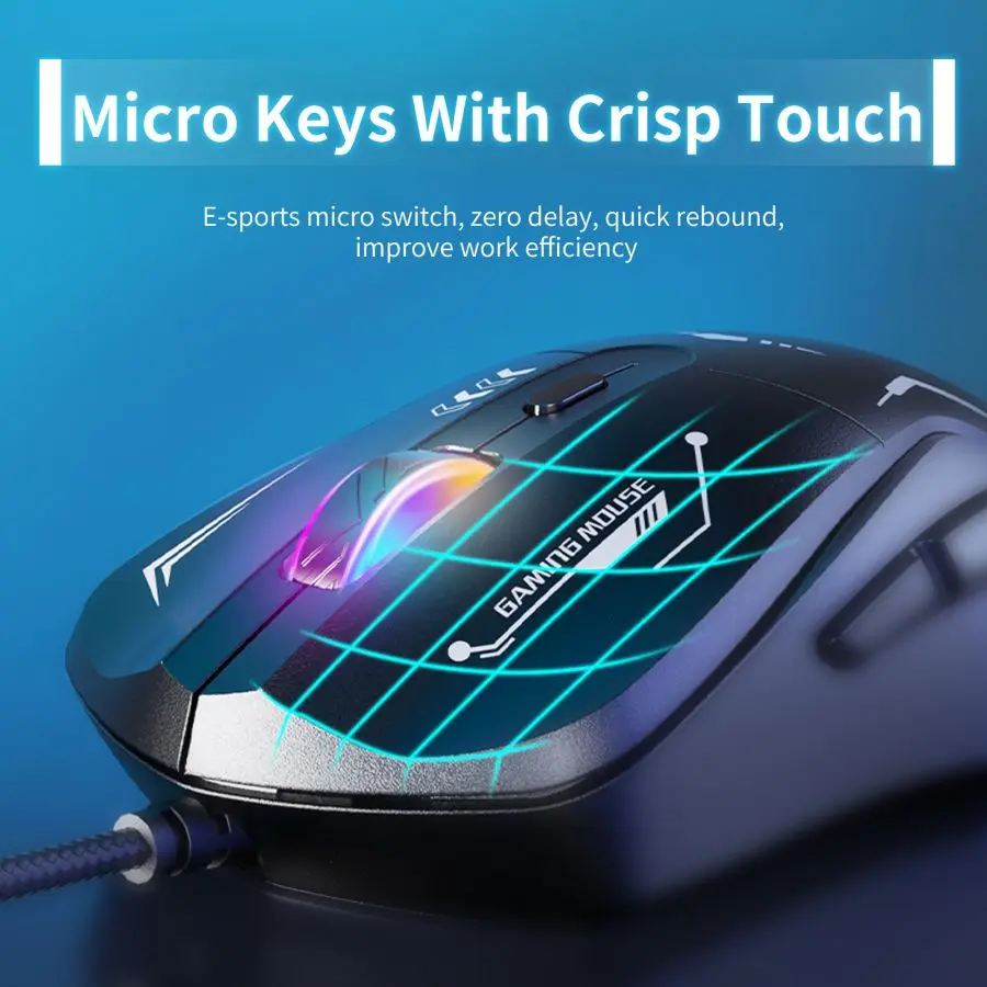 Onikuma CW917 ماوس ألعاب سلكي RGB ماوس ألعاب الكمبيوتر ماوس ألعاب قوس قزح تأثير بصري 7 أزرار الكمبيوتر/الكمبيوتر المحمول/ويندوز/ماك #4