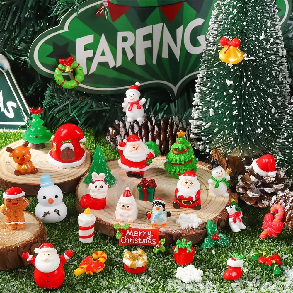 1-100Pcs Mini Christmas Santa Claus Snowman Figurines Random Design Tabletop Ornaments for Christmas Party Home Shelf Gift