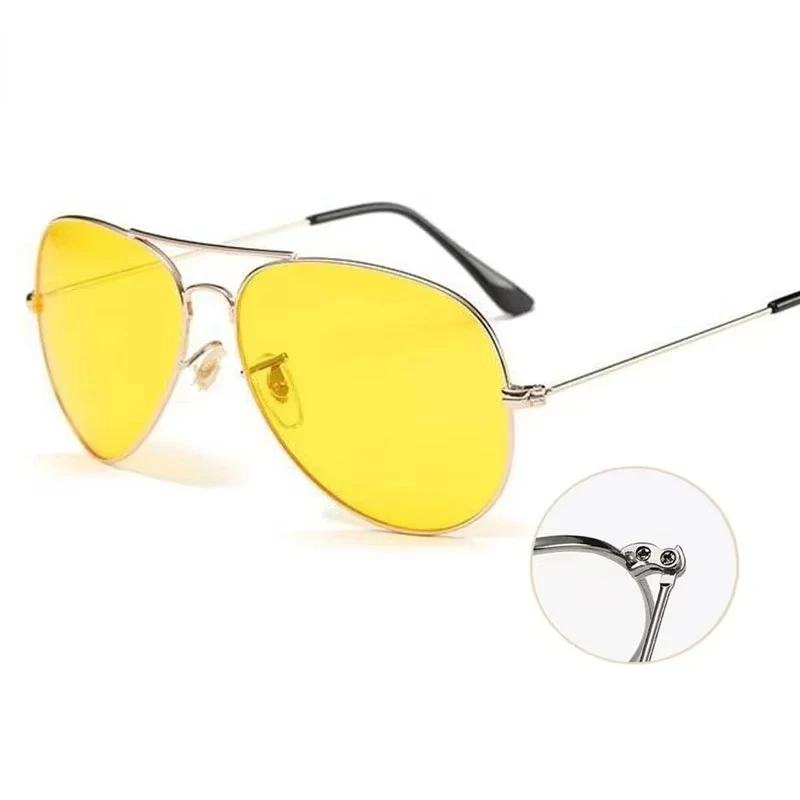 Pilot Yellow Sunglasses For Women Men Night Vision Goggles Retro Sun Glasses for Driving Clear Lens Glasses Car Supplies