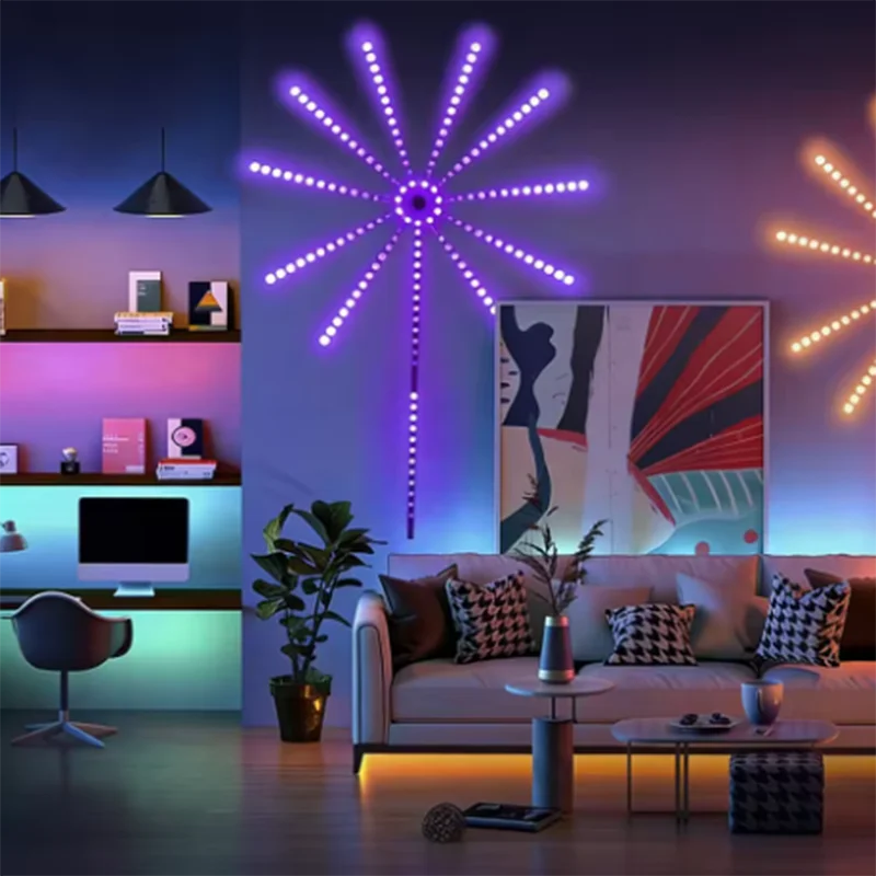 New Year Festival Marquee Firework LED Strip Atmosphere Lamp, Hot‑selling Sound‑Activated Rhythm Light with Bluetooth APP