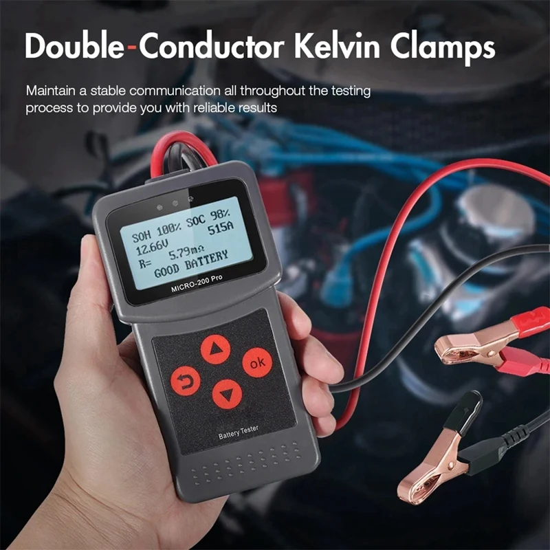 Micro-200 Pro Car Motorcycle Battery Tester 12/24V Multi-Language Digital Battery System Analyzer for Mainland Version