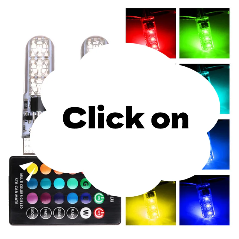 

2/4 шт. новый T10 силиконовый 5050-6SMD пульт дистанционного управления лампа для чтения RGB красочный номерной знак мини-лампа для автомобиля/мотоцикла