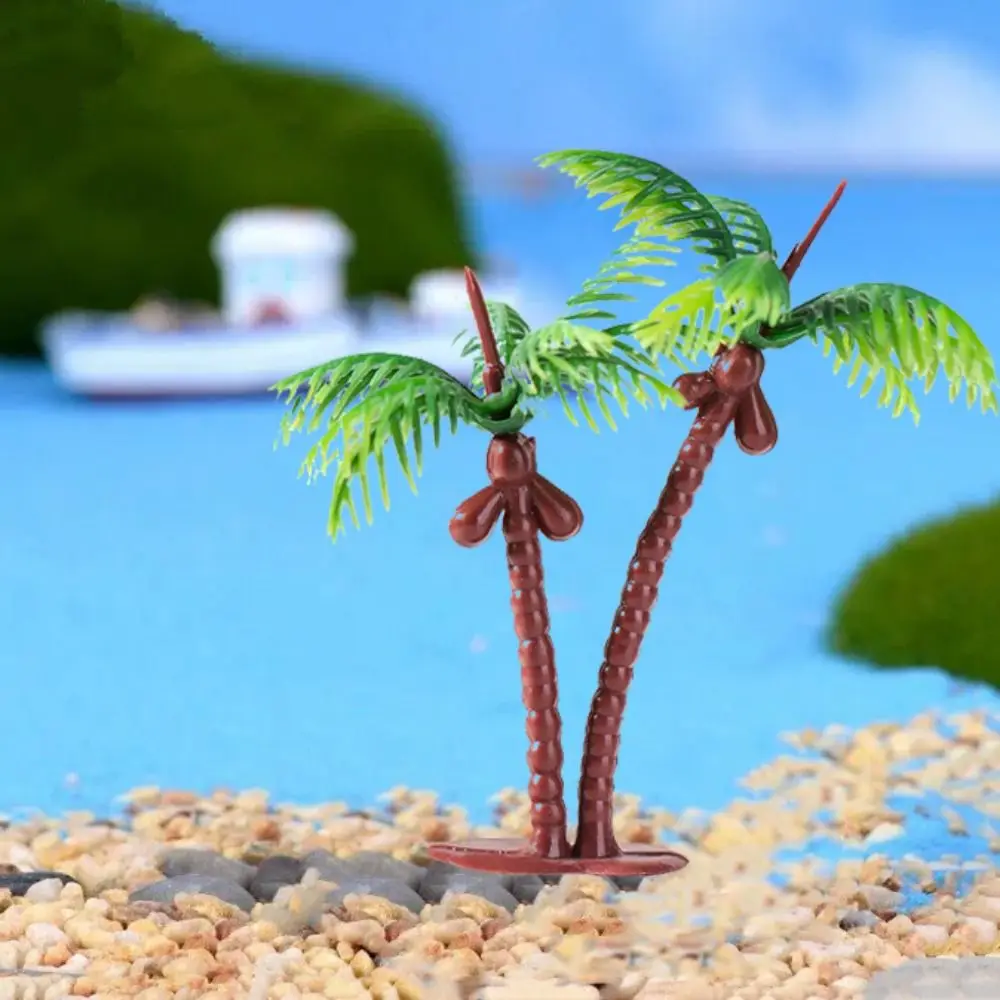 Decorative Mini Coconut Palm Tree Plastic Simulation Plastic Plant Model Coconut Palm Tree Figurines Artificial Coconut Palm