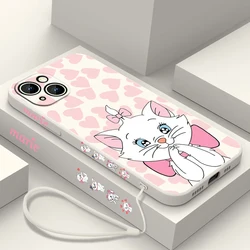 Cute The Aristocats Marie Cat iPhone Case For 14 13 12 11 Pro Max Plus XS XR X 8 7 SE Liquid Left Rope Color Apple Cover