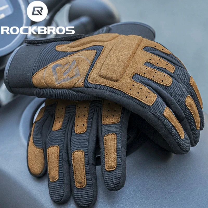 

ROCKBROS Motorcycle Bicycle Men Women Screen Touch Gloves Spring Autumn Windproof Gloves MTB Full Finger Riding Cycling Gloves