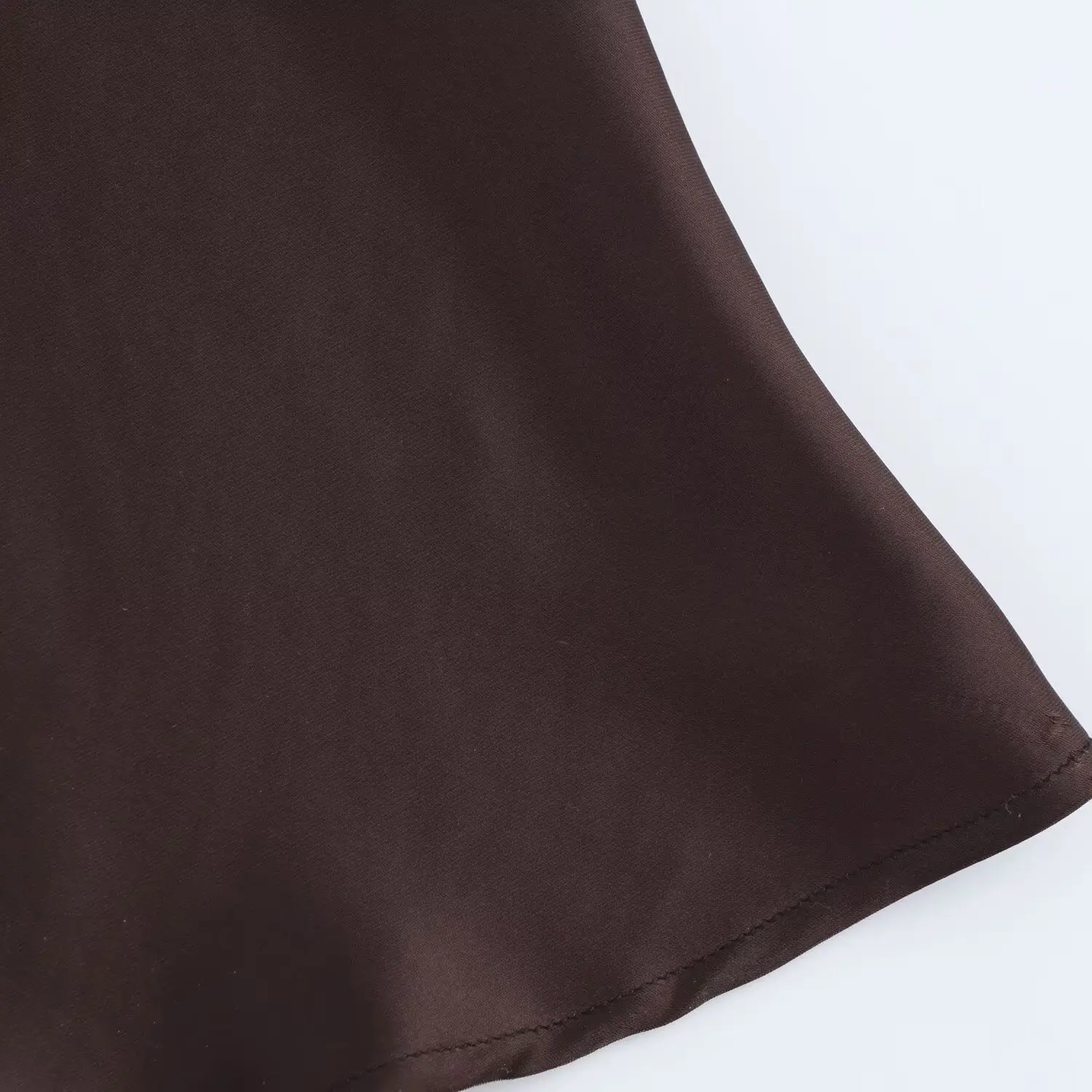 KASLEAD Neue Damen runder Ne Svel Seidensatin Feel Dr mit Gürtel Street Sle Geraffte Taille Langer Rock Frühling Sommer