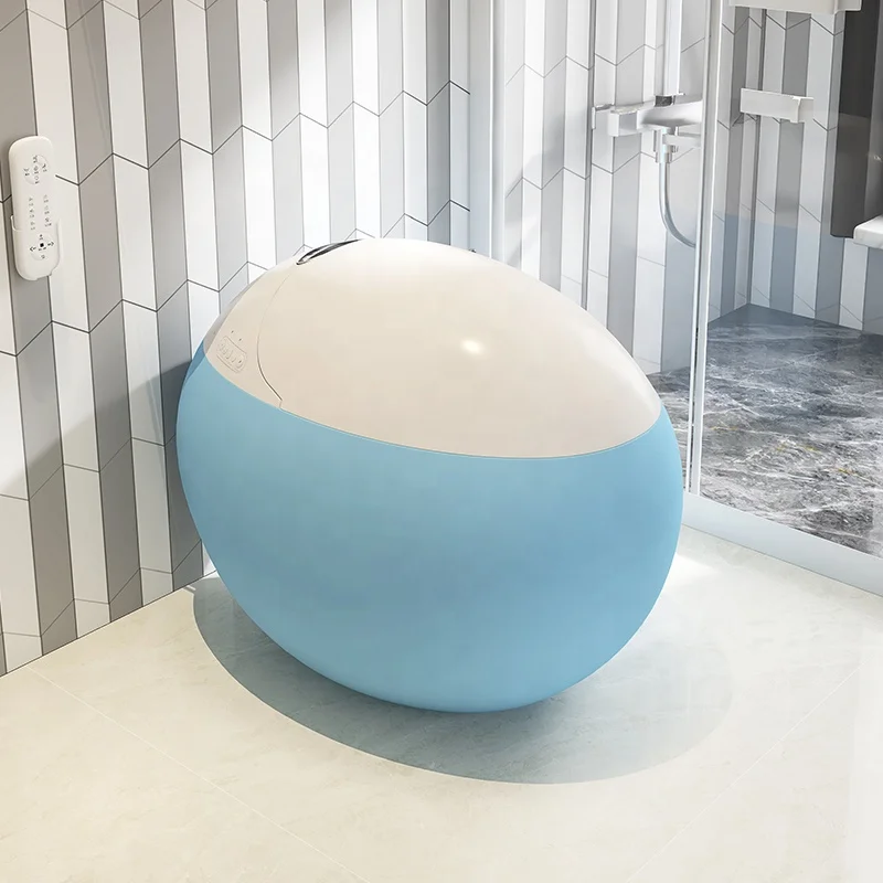 

New Arrival Round Shaped Toilet Warm Air Dryer and Seat Sensor Blue Smart Toilet Smart Sanitary Ware