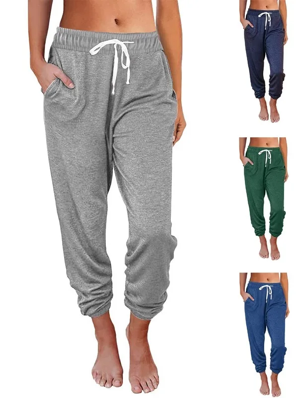 

Повседневные брюки с завязками на щиколотке, цветные, с высокой талией, из полиэфирного волокна, женские, модные, зимние