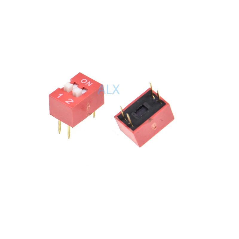 10PCS red 2p dip 2 Position TOGGLE switch doule Row 2PIN PITCH 2.54MM Slide Switches 2 PIN